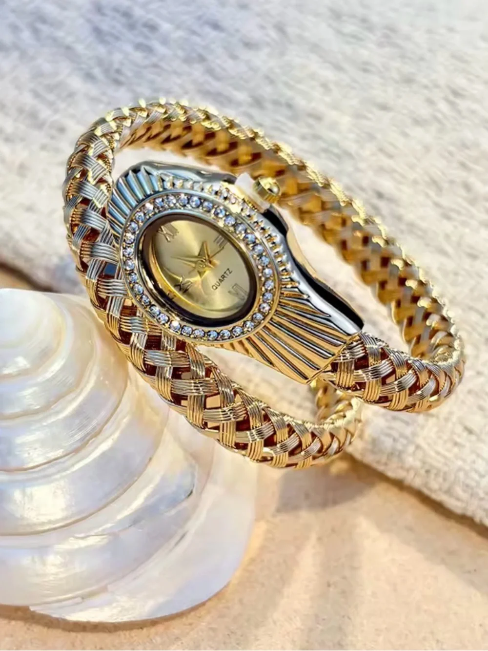 Gold-Tone Crystal Accent Bracelet Watch - Women Accessories